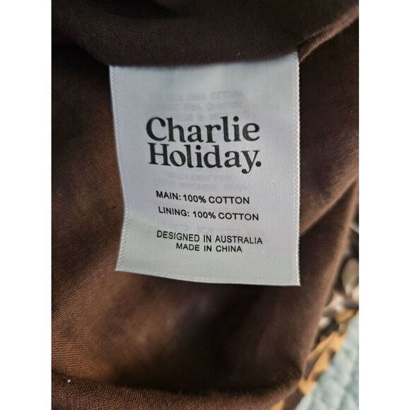 Charlie Holiday cotton neutral abstract Eyler maxi dress. Size M. NWT. - Picture 5 of 6